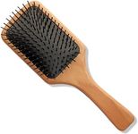 Scarlet Line Professional 11 Rows Maple Wood Anti Static Large Wooden Paddle Hair Brush with Handle for Men and Women_Brown Color