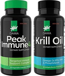 Daiwa Peak Immune 4 - Natural Immune System Booster + Daiwa Krill Oil – Omega 3 Krill Oil Capsules