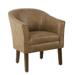 HomePop Modern Barrel Accent Chair, Brown