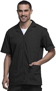 Cherokee Men's Zip Up Jacket, Traditional Fit Lapel Collar with Half Sleeves 4300, Black, Medium