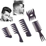 Styling Hair Comb Set Salon Barber Hairstylist Comb 5 Pack Professional Hair Brush Retro Hairdressing Hair Care Style Accessory Double-sided for Men Boy Gentleman