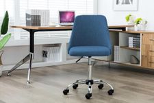 Finch Fox Taskpro Fabric Upholstered Height-Adjustable 360° Swivel Revolving Office Study Desk Chair in Blue Color