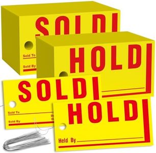 500 Pcs Jumbo 8" x 4" Hold/Sold Tags with Wire - Durable Yellow Tags with Bold Red Print, Weather-Resistant Outdoor Grade for Auto Dealerships & Retail Stores (500)