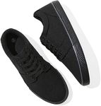 BENPAO Mens White Casual Shoes All Black Fashion Sneakers for Men Low Top Lace Up Canvas Shoes(Full Black,us10)