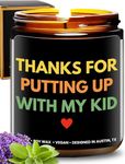 Funny Teacher Candle, Thanks for Putting Up with My Kid, Best Funny Teacher Gifts for Women & Men, Teacher Appreciation Gifts, Daycare Provider, Babysitter Christmas Gifts, Birthday, Gift-Ready