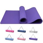 Good Nite Yoga Mat Exercise Fitness 6mm Mat Extra Thick Non-Slip Training Mats for Sports Pilates Gym Mats Floor Gym Resistance Mat with Carrying Strap 183 x 61 x 0.6 cm(Edo Purple)