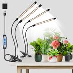 Garpsen Grow Lights, 2PCS 2 Heads Full Spectrum Plant Lights for Indoor Plants, 80 LEDs Clip Led Grow Lamp with Auto on/Off Timer Setting(6/12/16H), 5 Level Dimmable(660nm/3000K/6000K)