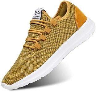 KEEZMZ Men's Running Shoes Fashion Breathable Sneakers Mesh Soft Sole Casual Athletic Lightweight, Yellow, 6.5