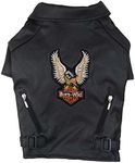 Vedem Dog Leather Jacket Embroidery Eagle Design Pet Coat (S-M, Black)