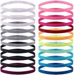 Duufin 20 Pieces Elastic Sport Headbands, Non-Slip Workout Headband Colorful Sweatband Fashion Yoga, Running Headbands for Women, Men and Girls, 14 Colors