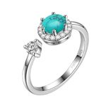 Parnika (Formerly MJ 925 CZ Rotating Ring in 92.5 Sterling Silver | Free Size Adjustable ring for Women & Girls | With Certificate of Authenticity | (Light Blue)