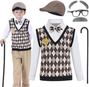 ZeroShop 100 Day of School Old Man Costume for Boys Grandpa Old Person Sweater Vest for Kids,6