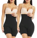 HSR High Waisted Body Shaper Shorts Shapewear for Women Tummy Control Thigh Slimming Technology (Free Size : M/L/XL/XXL) (Size : 32 to 40 Inch) (Black - Pack of 2)