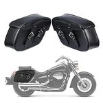 INNOGLOW 2pcs Motorcycle Saddlebags Waterproof Saddle Bags Synthetic Leather 2-Strap Saddle bag Tool Bag Black Universal for Harley Davidson Kawasaki Suzuki Ducati Cruiser Bobber Chopper