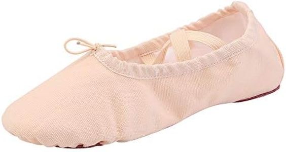 staychicfashion Women's Canvas Ballet Slippers Practice Yoga Flat Shoes Split Belly Shoes (5.5, Nude)