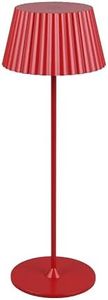 Reality Leuchten Suarez R57706110 LED Outdoor Battery Table Lamp Metal Red with 1.5 Watt LED, 4X Touch, Charging Station