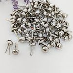 Nimida™ 12 mm Metal Brad Pins/Split Pin/Rivet/Stud/Skull pins/Spikes/Paper Fastener for Scrapbooking, DIY, Leather Goods, Spikes | Shiny Steel/Silver Colour | 100 nos