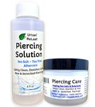 SET Urban ReLeaf Piercing Solution & Piercing Care ! Healing Sea Salts & Tea Tree AFTERCARE Safely Clean, Disinfect & Heal New & Stretched Piercings. Gentle Natural Soothing Works Fast, Non-Iodized