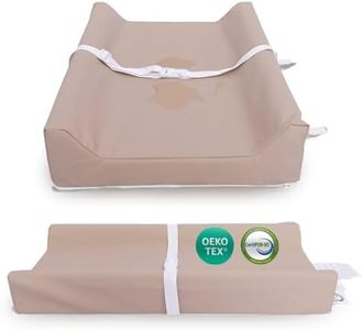 Sleepah Vegan Leather Baby Changing Pad – Contoured Waterproof & Wipeable Foam Changing Pad for Dresser or Table with Removable, Machine-Washable Cover – Standard Size Diaper Changing Pad – Tan