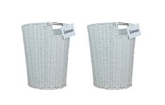 ARPAN Set of 2 White Resin Plastic Strong Round Waste Paper Bin/Basket/Storage - Ideal for Home, Office, Hotels