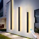 LED Outdoor Garden Wall Lights Lamp with Remote Control Dimmable Black Wall Sconce Long Strip Outside Indoor Wall Lamp Aluminium IP65 Waterproof Exterior Patio Hallway Night Wall Lighting (120cm 66W)