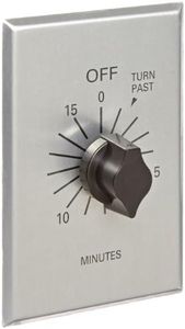 NSI TORK C515M Spring-Wound In-Wall Twist Timer with Commercial Style Metal Plate and 15-Minute Length for Automatic Shutoff of Motors or Lights, #12AWG, Metal-brushed Aluminum