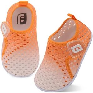 Baby Boys Girls Barefoot Swim Water Shoes Walking Sandals Sneakers for Beach Swim Pool Mesh Gradient Orange 18-24 Months Infant