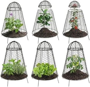 Sunnydaze Chicken Wire Plant Protector Cage - Garden Cloche with Removable Cover - 6 Pack - Protects from Rabbits and Animals