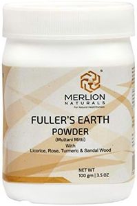 Fullers Earth Powder with Sandal Wood, Turmeric, Licorice and Rose by Merlion Naturals | Multani Mitti | 100gm/ 3.5OZ | 100% Natural, No Additives, No Preservatives