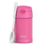 470mL Stainless Steel Non-Licensed FUNtainer® Food Jar w/Folding Spoon, Neon Pink