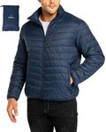 33,000ft Mens Winter Lightweight Jacket Warm Short Packable Puffer Jacket Transitional Padded Down Jacket Quilted Jacket for Men Lined for Hiking Travelling Navy Blue L