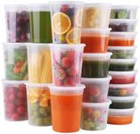 WGCC Deli Containers with Lids 48 Sets- Disposable Soup Containers with Lids 8oz, 16oz, 32oz - Plastic Containers with Lids, Food Containers with Leakproof, BPA Free/Microwave/Freezer/Dishwasher Safe