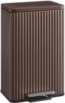 SONGMICS Trash Can, 13 Gallon (50 L) Garbage Can for Kitchen, with Lid, Pedal, and Removable Inner Bucket, Soft Close, Stainless Steel, 15 Trash Bags (Code K) Included, Brown ULTB586MZ01