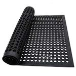 ybaymy Rubber Drainage Mat, 90 x 150cm Indoor Outdoor Entrance Rubber Mats, Anti Fatigue Non-Slip Doormat with Drainage Holes, Rubber Hollow Mat for Commercial Kitchen, Restaurant, Bathroom