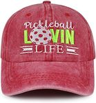 Gxaxyoupe Dink Responsibly Pickleball Hat for Men Women, Funny Pickleball Balls Gifts, Adjustable Embroidered Baseball Cap, Pickleball Life Embroidery Red, One Size