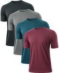 Star Vibe 4 Pack Mens Active Quick Dry Crew Neck T Shirts Athletic Workout Short Sleeve Tee Moisture Wicking Running Tops Black/Grey/Navy/Wine Red L