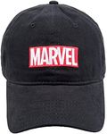 Marvel Logo Cotton Adjustable Dad Hat, Black, One Size, Black, One Size