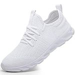 DaoLxi Womens Running Walking Tennis Shoes Fashion Sneakers Non Slip Resistant Platform Workout Slip on Casual Workout Athletic Gym Fitness Sport Shoes for Jogging White Size 9