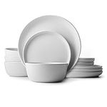 Lefonte Dinnerware Set, Stoneware Dinnerware Set, 12-Piece Service for 4, White