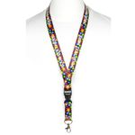 Personalized Rolseley Lanyard Neck Strap Stars Pattern with Printed White Text, Metal Clip (Stars + Text)