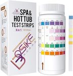 BOSIKE 6 in 1 Water Hot Tub, Swimming Pool & Spa Test Strips Kit - 125 Water Tester Strips for Total Hardness, Free Chlorine, Bromine, Total Chlorine, Alkalinity & pH