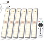 LDOPTO Under Cabinet Kitchen Lights with Remote, Rechargeable Battery Operated Lights, Closet Lights Without Wiring Night Light for Kitchen Stairs Wardrobe, 3 Colors 6 Pack