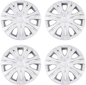 XhuangTech 4Pcs/Set Car Chrome Wheel Rim Skin Cover Hub Caps Hubcap Wheel Cover (Silver, 15inch)