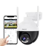 PKST Outdoor WiFi 1080p Motorized Pan/Tilt Live View Color Vision IP66 Waterproof Built in MicroSD Card Slot(Upto 128 GB) Supports (FHD Camera)