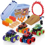 Wheelz Monster Truck Stadium Set - Monster Truck Toys For 3-6 Year Old Boys - Includes 4 Monster Trucks, Storage Tub & Accessories - Boys Car Toys Age 3 Plus