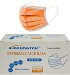 Ships from Canada- Pack of 50 Black/Blue/Pink Face Masks, 3-Ply, Ear Loop. Non-Medical Disposable Mask for everyday use. (Orange)