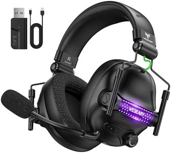 WESEARY WG2 Wireless Gaming Headsets with Microphone for PS5, PS4, PC, Switch, Mac, Crystal Stereo Bluetooth Headphones, Wireless Headset 2.4GHz with Lossless Audio, 50 Hr Battery, Cool LED