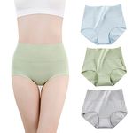 marysgift Ladies Underwear Cotton High Waisted Knickers for Women Contrasting Full Briefs Pack of 3 (K05,XL UK 12 14)