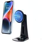 PROfezzion Magnetic Phone Stand Mag-Safe, Phone Table Holder with 2 Removable Bases, 360° Rotation for iPhone 16 16 Plus 16 Pro 16 Pro Max 15 14 13 12, for Car, Kitchen, Live Streaming, Tripods, Black