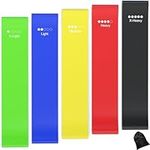 5 Exercise Bands Resistance Bands Set Elastic Bands Workout Loop Band of 5, 100% Natural Latex, for Men Women for Fitness Chest Expanding Arm Leg Yoga Pilates Physio Therapy Rehabilitation